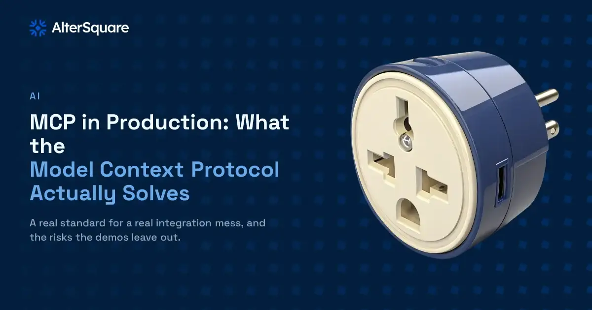 A single standard socket into which many differently shaped plugs connect, representing MCP as a universal adapter