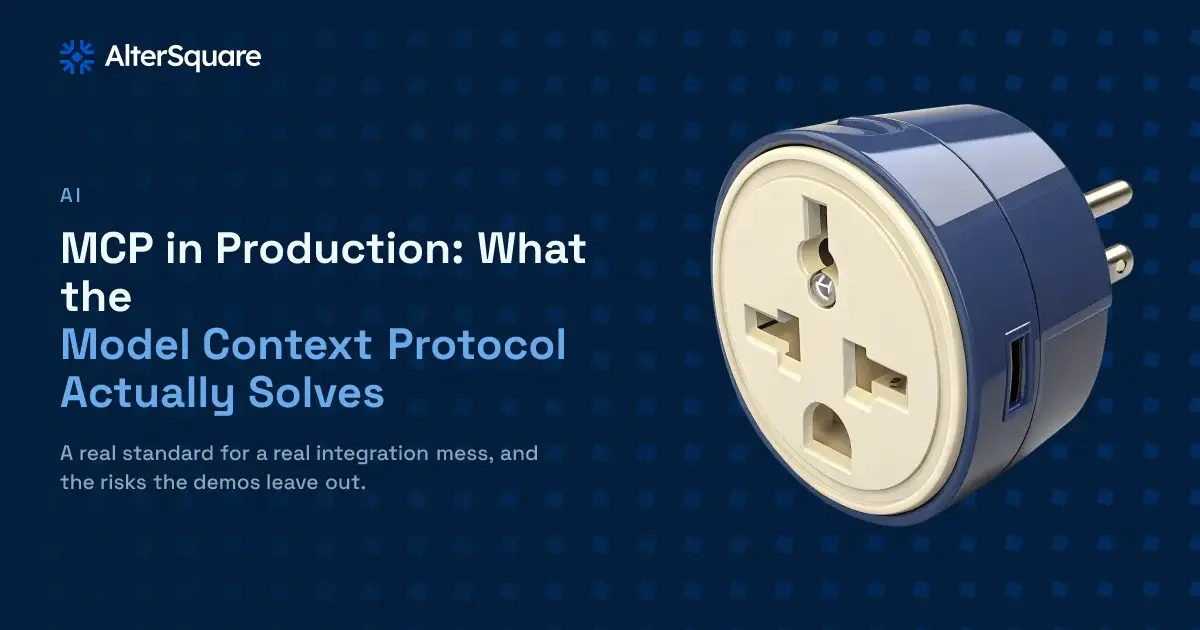 A single standard socket into which many differently shaped plugs connect, representing MCP as a universal adapter