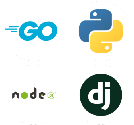 Backend stack · Go · Node.js · Python